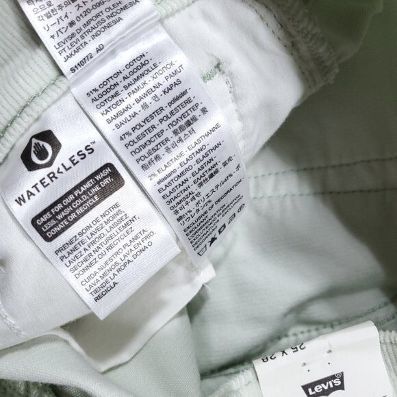Levi’s Premium Wedgie Straight Corduroy Jeans Pants 25 x 28 Pastel Green Seafoam - Picture 9 of 13